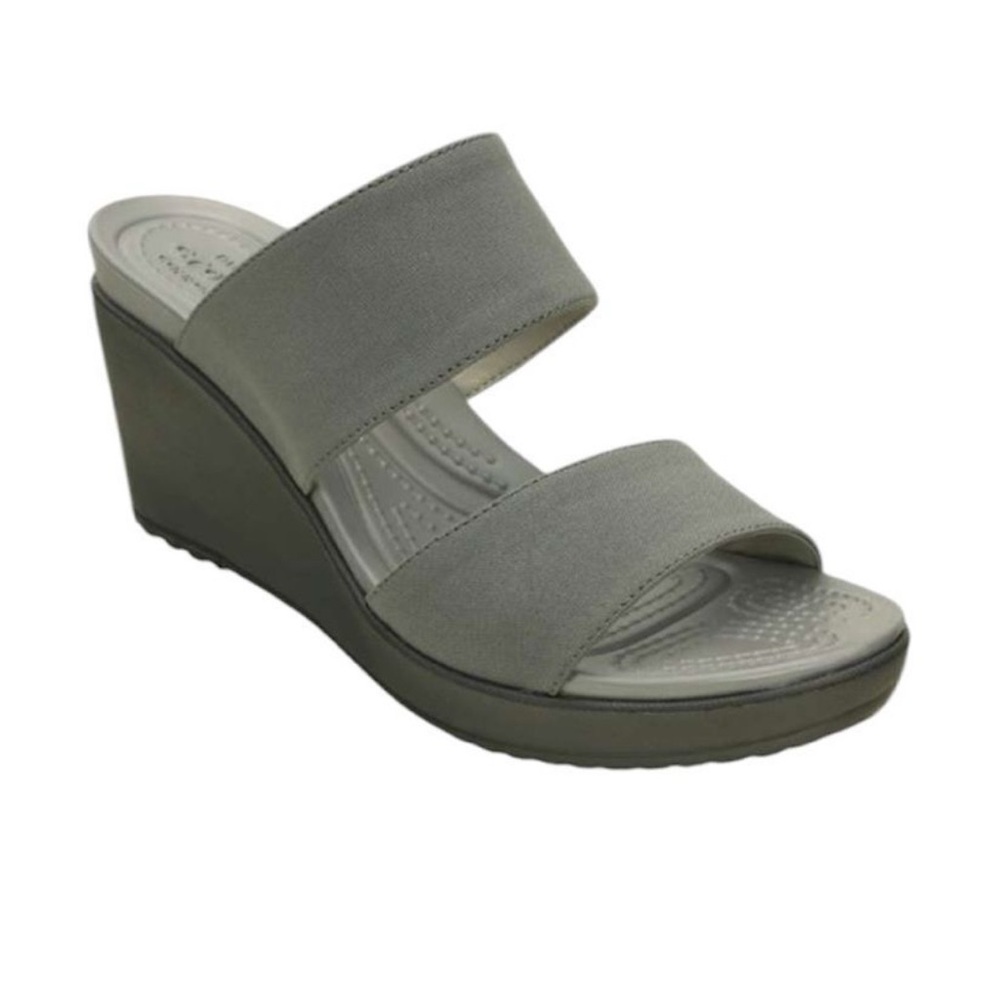Crocs A-Leigh Grey Wedges - 10 - NWOT